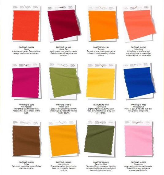 image of 12 pantone spring colors